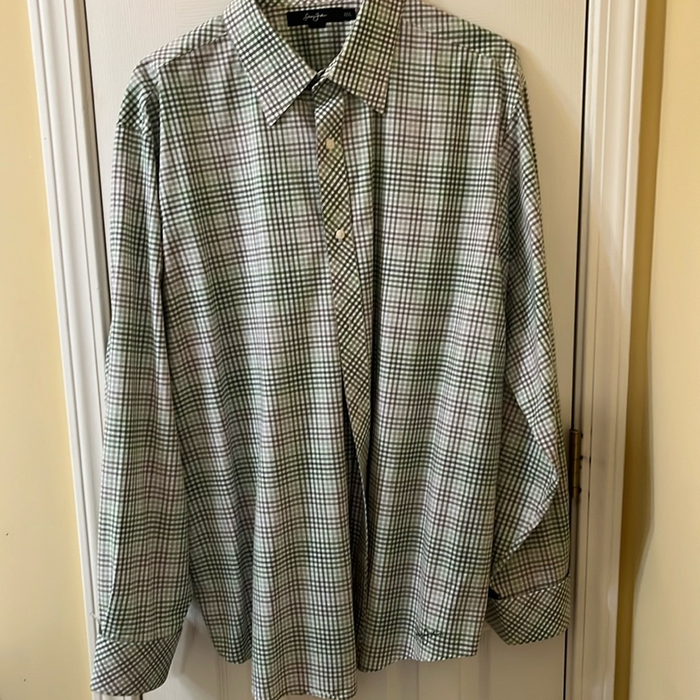 Sean John Men’s Classic-Fit Plaid Button Up Dress Shirt, XXXL